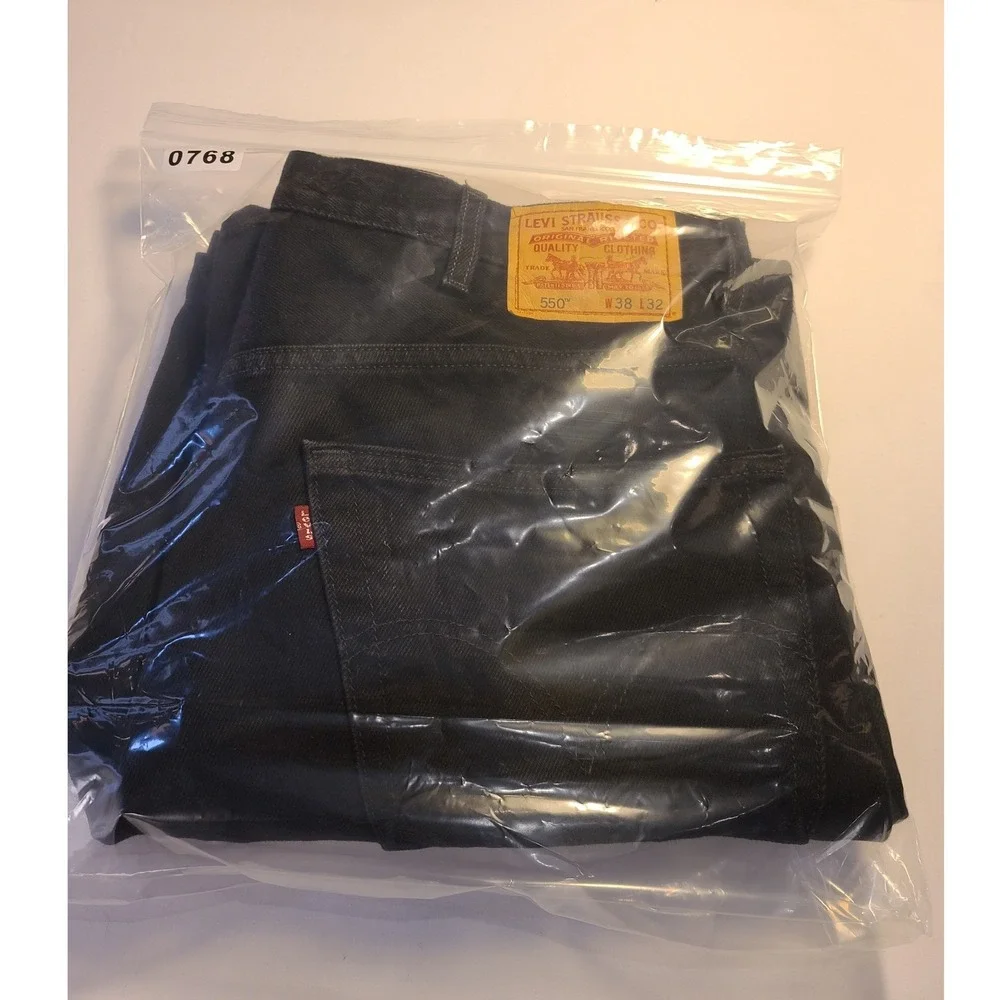 Levis 550 Relaxed Fit Black Denim‎ Jeans Mens 38x32 Pants Five Pocket Zip Fly